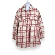 ROXY NWT Check the Swell Wool Blend Flannel Shacket Top size Small