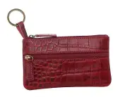 Pierre Cardin Ladies Women's Genuine Leather RFID Coin Purse Wallet - Red Croc