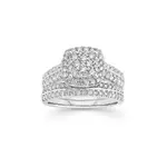 18ct White Gold Diamond Cushion Shape Bridal Set