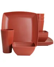 Gibson Home Grayson Melamine 12pc Square Dinnerware Set