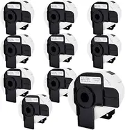 Veson - 10 Rolls White DK-11202 DK11202 Compatible with Brother Address Label Rolls, 62 mm x 100 mm Shipping Labels for Brother QL Label Printers (300 Labels per Roll)