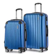 Wanderlite Luggage 2pc Set 24" 28" Suitcase Hardcase Trolley Travel Blue ABS New