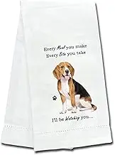 E&S Pets 711-3 Beagle Dog Kitchen Towel, Off-white