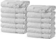 Luxury Hotel & Spa Towel 100% Genuine Turkish Cotton (White, Wash Cloth - Set of 12)