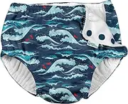 [i play. by green sprouts] Green Sprouts i Play. by Boys' Reusable Swim Diaper, Navy Tidal Waves, 24 Months