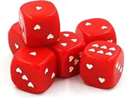 Dice 6pcs/Pack Acrylic Dice 25mm Red White Heart-Shaped Pip Dice Game Props Large Size Round Corner Cubes Dice Set (Size : Red)