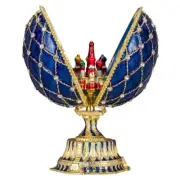 Faberge Egg with St-Basil Cathedral 12 cm blue