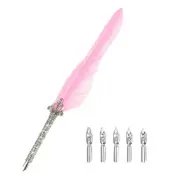 26.5cm/10.4" Calligraphy Feather Quill Pen for Calligraphy, Pink