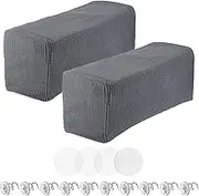 uxcell 2pcs Couch Arm Covers, Armchair Sofa Arm Covers with Twist Pin, Anti-Slip Furniture Protector Slipcovers for Chairs/Sofas, Light Gray