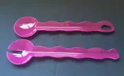Tupperware Impressions Salad Serving Tongs Set Interlocking Radish Pink New