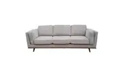3 Seater Sofa Beige Fabric Modern Lounge Set for Living Room Couch with Wooden Frame