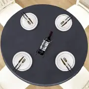Round Vinyl Waterproof Tablecloth Grey Fits Tables up to 36''-44''