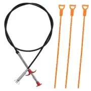 63 Inch Drain Snake Hair Drain Clog Remover Tool, Flexible Grabber Claw Pick ...