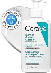 CeraVe Blemish Control Cleanser Gel Face Wash 236ml, For Blackheads, Blocked Pores & Acne-prone Skin, 2% Salicylic Acid + Niacinamide + Purifying Clay + Ceramides, Lightweight + Oil-Absorbing