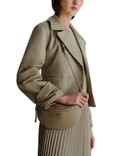 Marella Monochrome Fiorina Leather Moto Jacket
