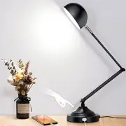 Touch Control LED Desk Lamp with USB Charging Port, Architect Black Metal Lamp