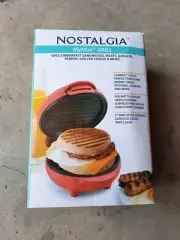 New Nostalgia MGR5CRL MyMini Personal Electric Grill, Hamburgers PINK in box