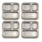 Stainless Steel Divided Plates/Compartment Trays (4-Pack); 9.8 x 8.1 Inches O...