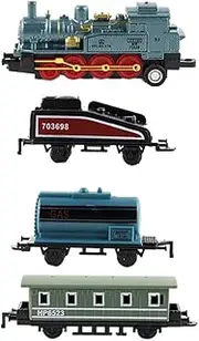 KOMBIUDA 4pcs DIY Train Assembly Scene Classroom Steam Engine Train Steam Engine Model Sky-Blue