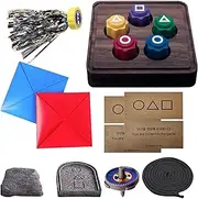 Korean Traditional Games Set, Gonggi Korean Tossing Game, Gonggi, Ddakji, Paeng-y, Jebi Kicks, Biseokchigi, Family Party Game, Hand Eye Coordination Training Toys for Kids Adults