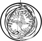 Butterfly Wind Spinner Outdoor, 7.0 Inch 3D Metal Garden Yard Spinner Hanging, Silver Kinetic Wind Spinner Sculpture for Window Indoor Decoration Ornaments Gift Women (Silvery)