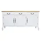 French Provincial Sideboard Buffet Table in White with Natural Oak Top