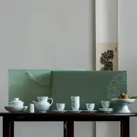 在飛比找樂天市場購物網優惠-茶具 茶具套裝 青白瓷仿宋功夫茶具套裝家用陶瓷影青浮雕三才蓋