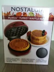 Nostalgia Mini Turkey Waffle Maker NIB Non-Stick Easy Clean New