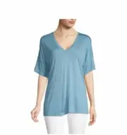 E091 NWT VINCE DROP SHOULDER V NECK WOMEN TEE SIZE XS, S BLUEBIRD $120