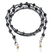 Eyeglass Chain for Women Stylish Mask Lanyard Natural Crystal Mask Chain Black