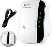 Verazquy WiFi Extender, WiFi Signal Booster Wireless Internet Range Extender Long Range Amplifier, Up to 3000sq.ft with Integrated Antennas Ethernet Port Compatible Home 1-Key Setup