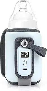 Bunnyboo Portable Baby Bottle Warmer Bag, USB Bottle Warmer Heater, 5 Gears Adjustable Bottle Warmer Cover with LCD Display for Milk and Food, Blue