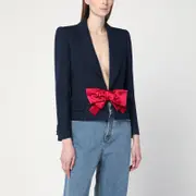 [Valentino] Blue viscose jacket with bow 42 IT Blue