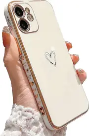 Compatible with iPhone 12 Mini Case for Women Girl, Luxury Plating Edge Bumper Cute Case with Full Camera Lens Protection Cover for iPhone 12 Mini 5.4