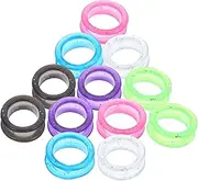 IWOWHERO 12Pcs Colored Silicone Finger Rings for Hairdressing and Pet Grooming Scissors Durable Flexible Comfortable Touch Scissor Handheld Accessories