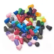 100 Plastic Bell Cord Ends with Lid - Stopper, Lock, Cap, Rope Ends for Backp...