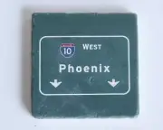 Phoenix Arizona Interstate 10 West Ceramic Cork Back Coaster Scenic Souvenir