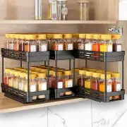 3 Packs Pull Out Spice Rack Organizer For Cabinet, Slide Out Spice Racks Easy To
