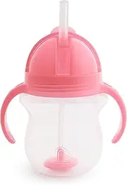 Munchkin Click Lock Tip and Sip Straw Cup | Baby Toddler Sippy Cups with Weighted Straw | BPA Free | Leakproof Cup | Dishwasher Safe | Baby Bottles -7oz/207 ml | Pink