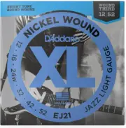D'ADDARIO EJ21 JAZZ LIGHT NICKEL WOUND GAUGE 12-52 WOUND G STRING ELECT. GUITAR