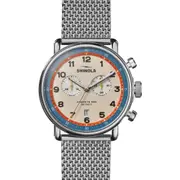 Shinola Canfield Model C56 Chronograph Mesh Strap Watch, 43mm in Cream at Nordstrom One Size