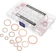 GANAZONO 150pcs Assorted Copper Washers Kit Durable Sealing Gasket Set for Oil Drain Plug Versatile for Equipment Needs Easy Storage Box Design High Thermal Conductivity Copper Washers