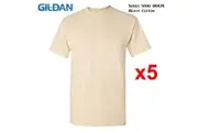 5 Packs Gildan T-SHIRT Blank Plain Basic Tee Heavy Cotton (Sand)