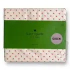Kate Spade QUEEN Sheet Set Cotton Percale PINK Hearts on White Valentines NEW