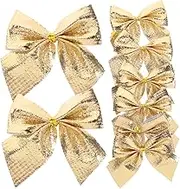 120pcs Christmas Bow Christmas Tree Golden Bow Black Holiday Decorations Party Decorations Pine Ornaments Miniature Pink Wreath Small Paper Gold Present Green Golden Flocking Cloth