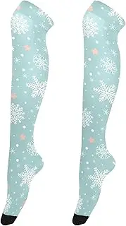 [Caihoyu] Knee-High Hosiery for Women Comfortable Leg Warmers Above Knee Socks for Parties Winter Blue White, Winter Blue White