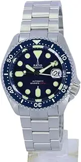 [RATIO] FreeDiver Dive Watch Sapphire Crystal Automatic NH35A Movement Diver Watch 200M Water Resistant Diving Watch for Men (Blue)