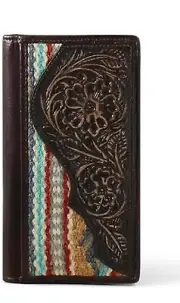 ARIAT MEN'S FLORAL TOOLED AZTEC RUG RODEO WALLET
