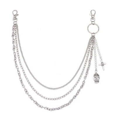 Metallic Waist Chain Elegant Skull Pendant Pants Chain All Matching Jeans Chain