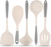 5 Pcs Silicone Cooking Utensil Set Kitchenware Cooking Spatula Soup Spoon Strainer Rice Spoon Strainer Set, Heat Resistant Kitchen Accessories, Non-Stick pan Kitchen Tools Gift